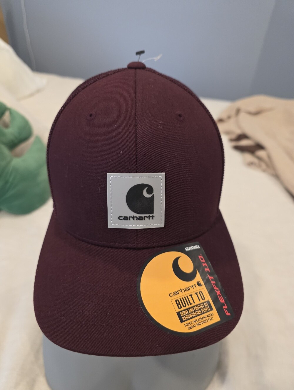 NWT Carhartt Rugged Flex Logo Patch Mesh Snapback Hat Burgundy
